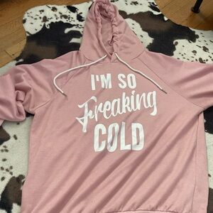 Pink Hoodie with White Text